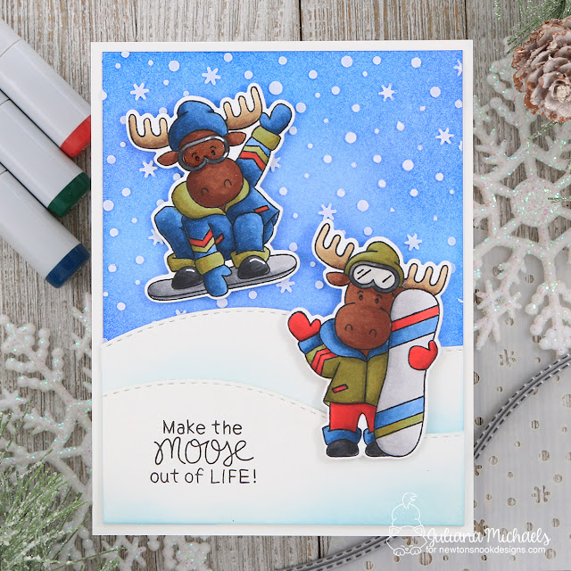 Moose Out of Life Card by Juliana Michaels featuring Newton's Nook Designs Moose Mountain stamp set.