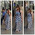 Nadia Buari glows in checkered gown on a stroll out and about.. 
