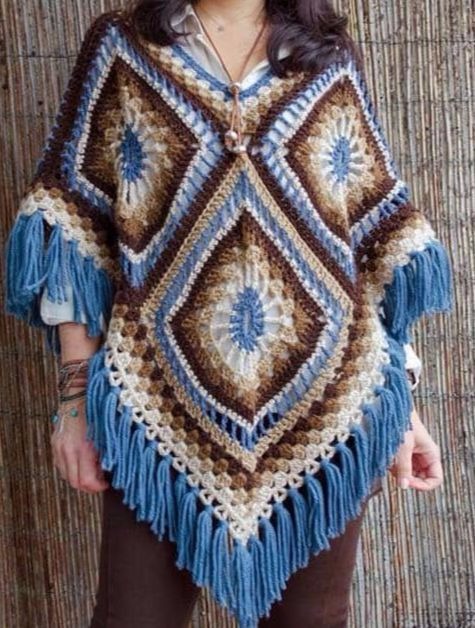 Granny Square Crochet  Poncho