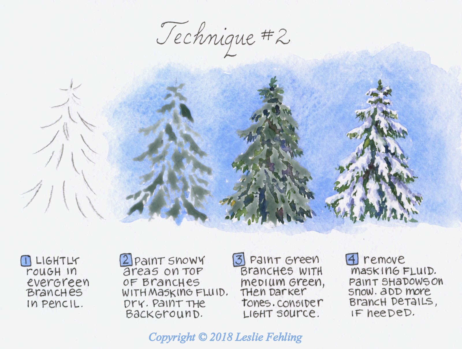 How To Draw A Snowy Tree Painting A Snow Covered Evergreen WM2 1