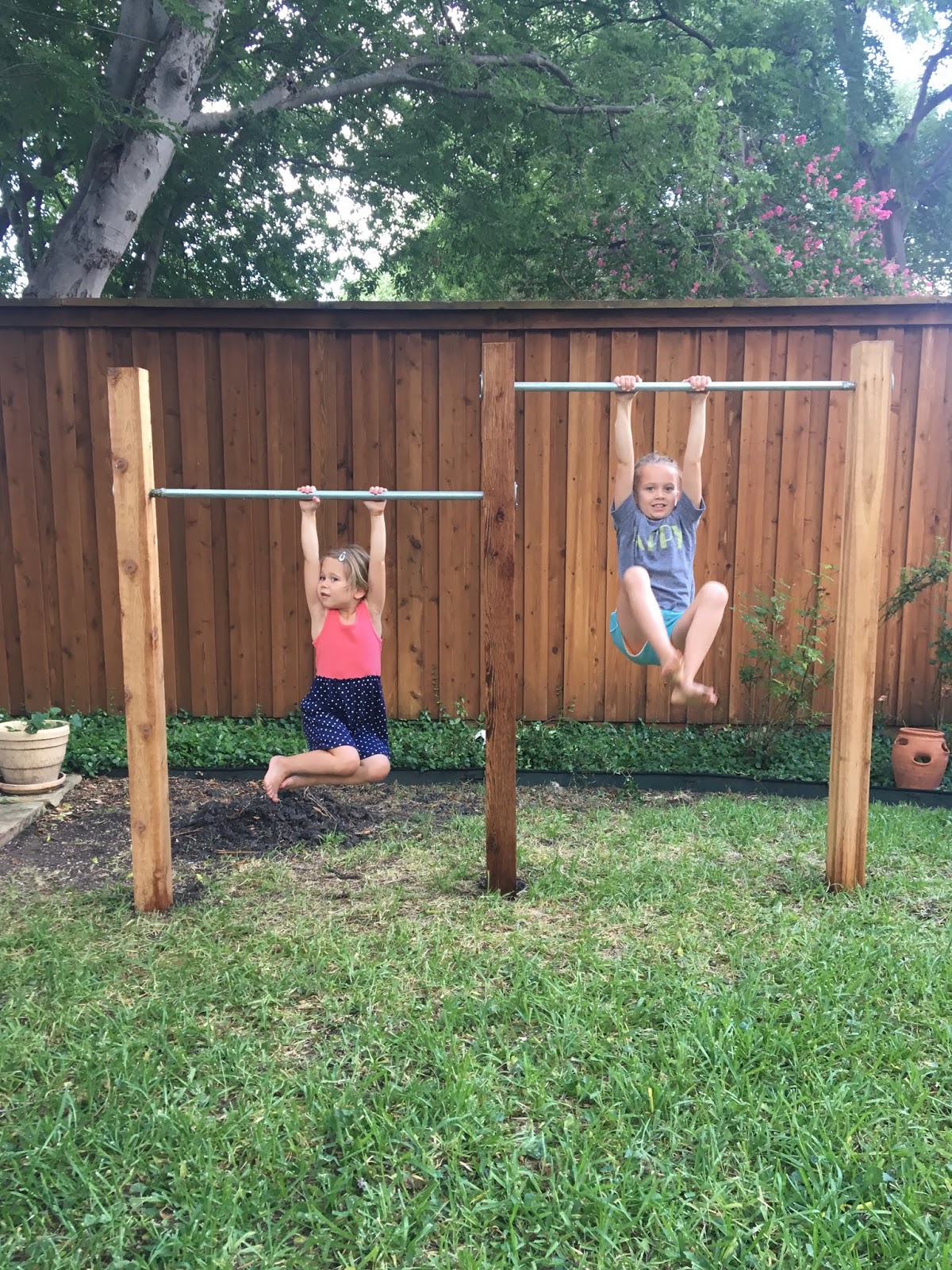 House Homemade Backyard Jungle Gym Bars (without concrete!)