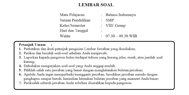Soal dan Kunci Jawaban PAT Bahasa Indramayu SMP Kelas 8