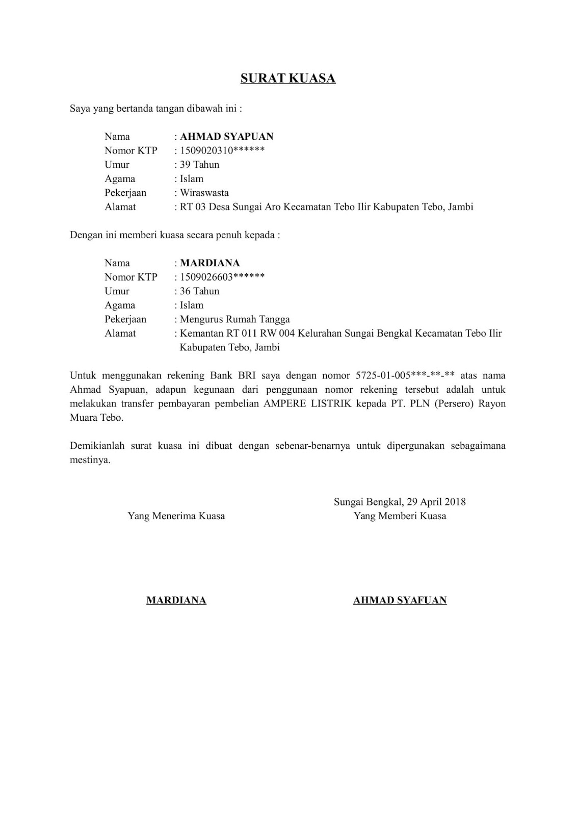 Newest Contoh Surat Kuasa Transfer Gaji Ke Rekening Orang