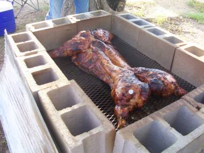 Cowgirl S Country Life Cooking Whole Hog On A Cinder Block Pit - Diy Hog Roast Pit