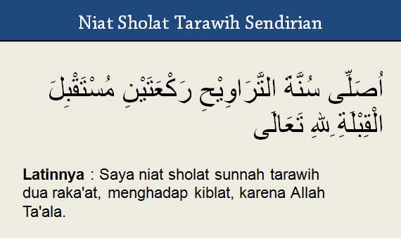 Niat Solat Tarawih Sendirian.