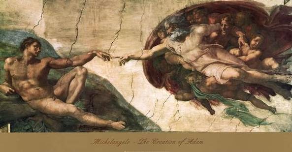 A Criação e Adão e Eva - Michelangelo Buonarroti e suas pinturas (Renascimento) Italiano