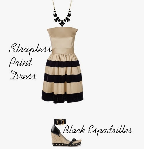 LowBudget Fashionista Ivory & Black Strapless Dress Featuring Sugar
