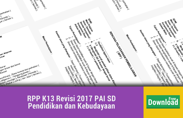 RPP K13 Revisi 2017 PAI SD Pendidikan dan Kebudayaan 