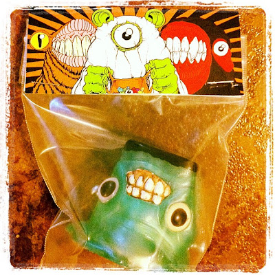 Trick or Teeth Halloween Mini Figure Series by Motorbot - Frankenstein Booger Resin Figure & Packaging