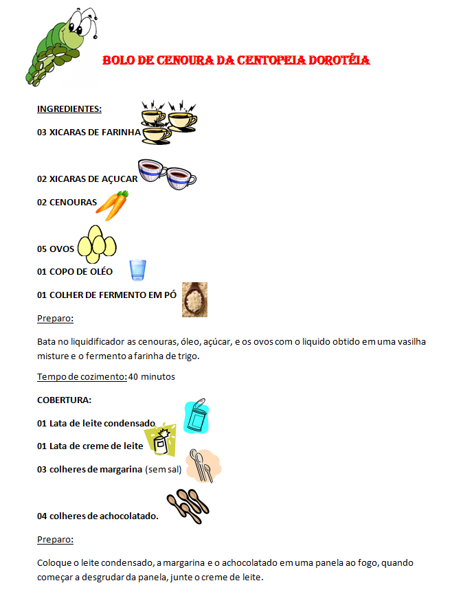 Colégio Primeiro Mundo Infantil: Receita do Bolo de Aniversário da