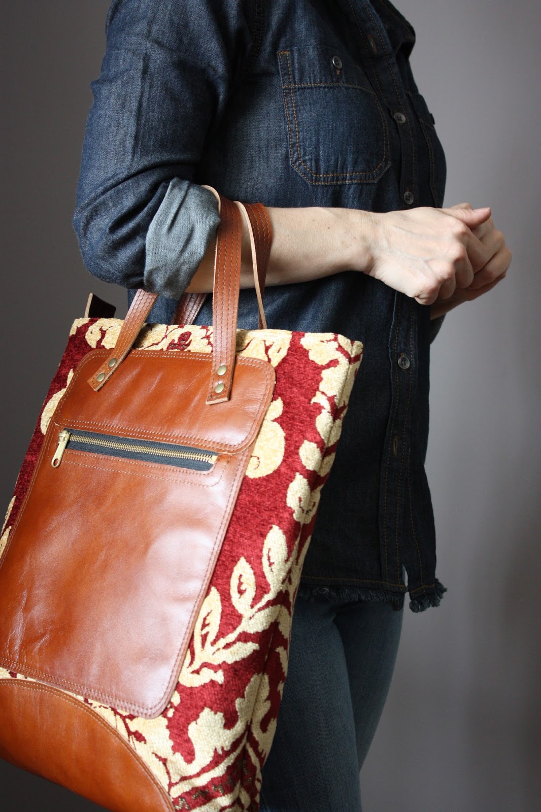 Laboratory of Fashion Top Handle Leather Tote Bag Shoulder Crossbody