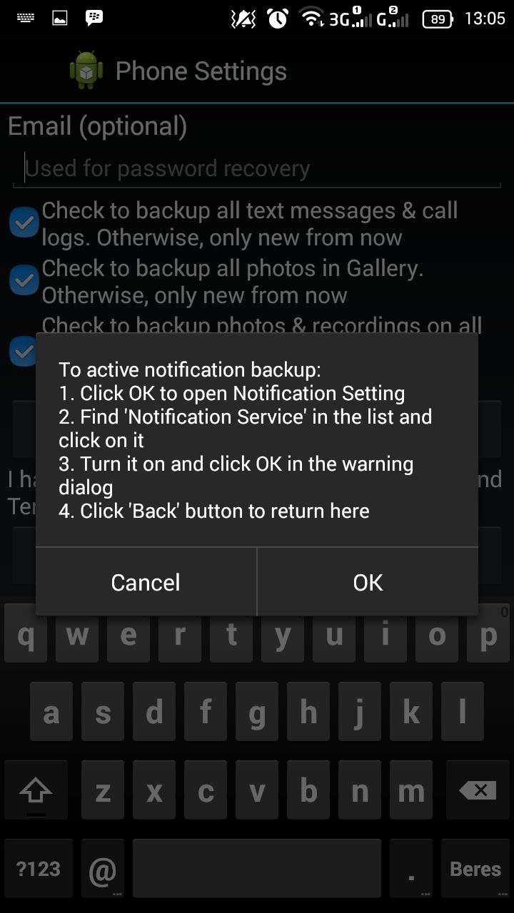 Check backup. Check backup