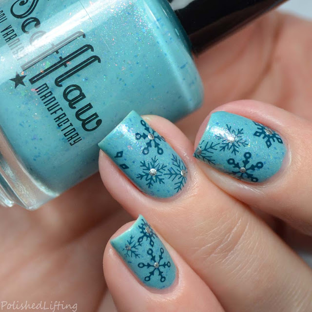 snowflake stamped nail art