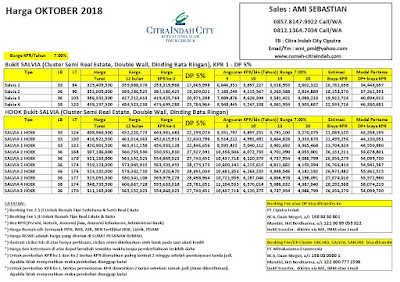 Harga Bukit SALVIA Citra Indah City Oktober 2018 Harga Bukit SALVIA Citra Indah City Oktober 2018