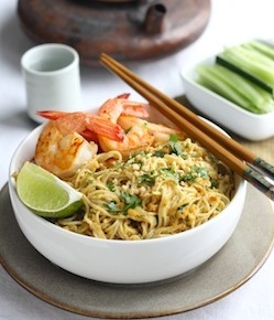 spicy asian satay peanut noodle recipe with shrimp