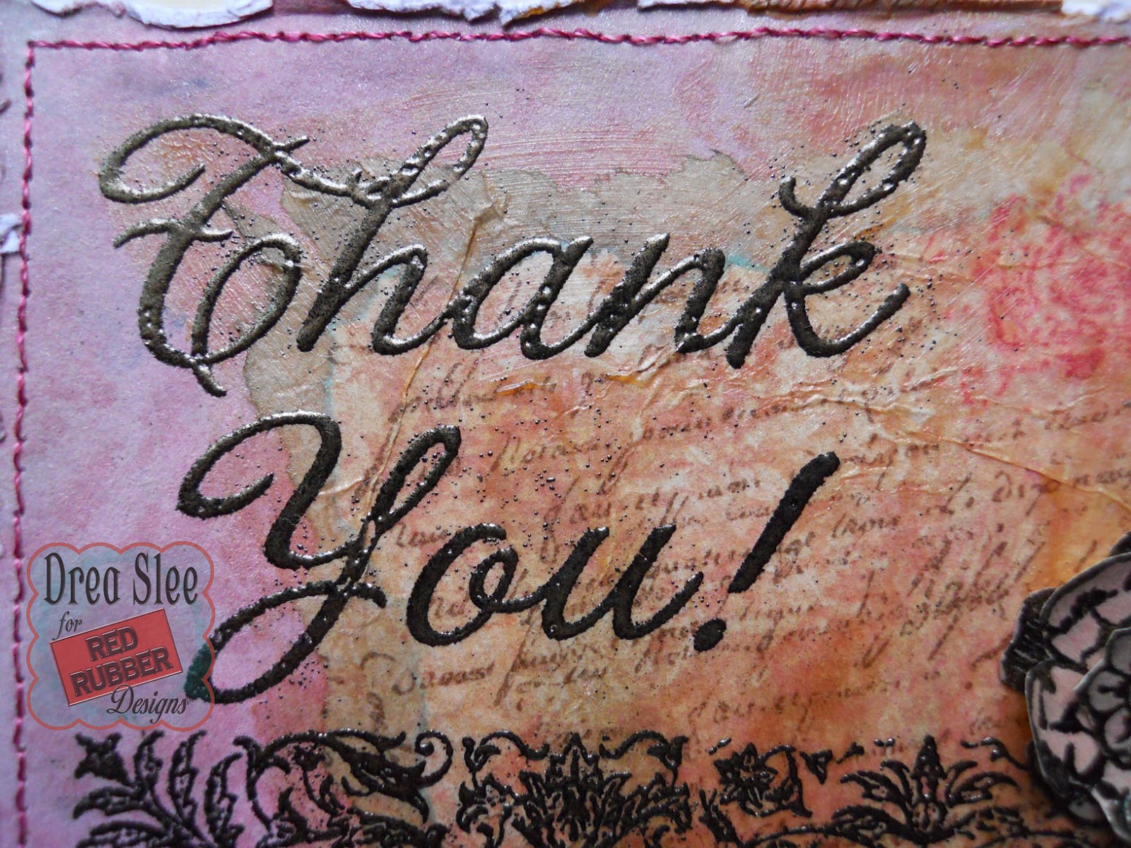 Red Rubber Inspirations Victorian Thank You Card