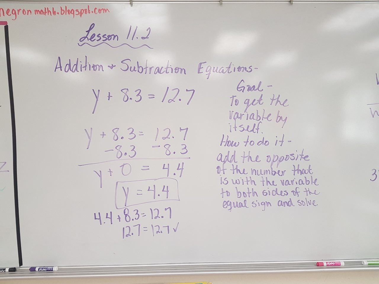 Mrs. Negron 6th Grade Math Class: Lesson 11.2 Adding & Subtracting