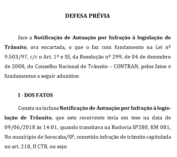 Exemplo De Carta De Defesa De Multa Ansr - Credito Justo