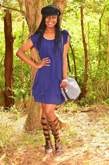 How To Wear A Chiffon Shift Dress With Tall Gladiator Sandals