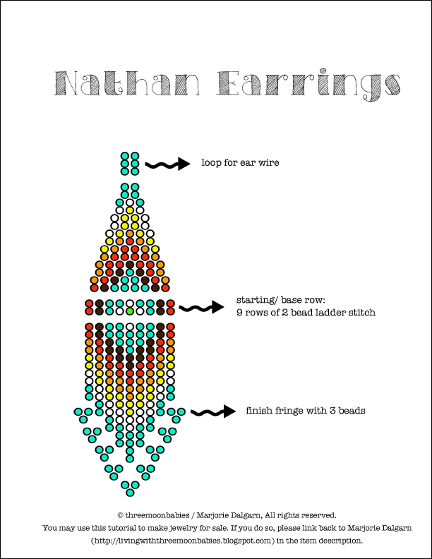 living with ThreeMoonBabies | Nathan Earrings Beading Pattern