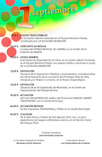 PROGRAMA DÍA 1 DE SEPTIEMBRE   Feria de San Agustín 2015  LINARES