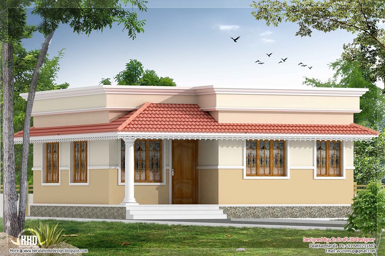 Kerala style 2 bedroom small villa in 740 sq.ft. House