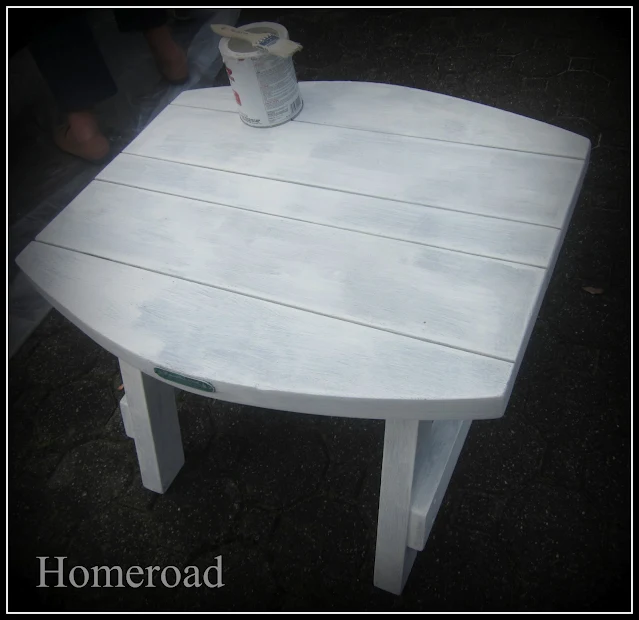 white painted outdoor table