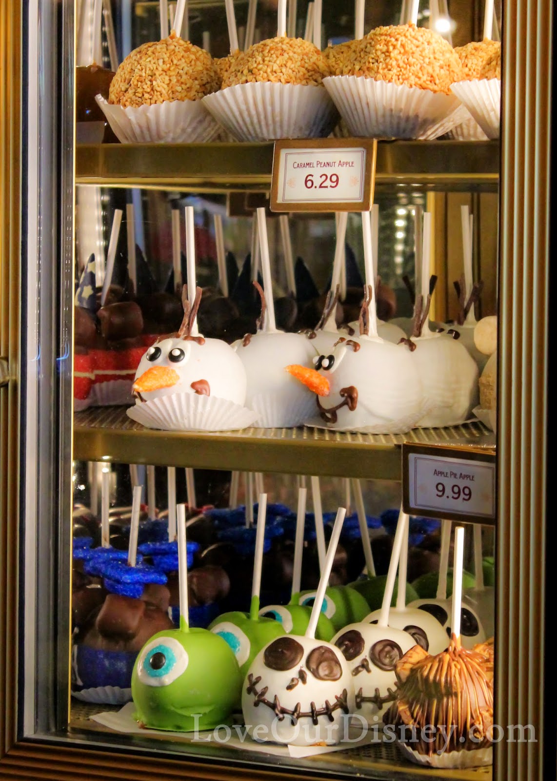 Check out these Disney themed candied apples at Disneyland's Candy Palace. LoveOurDisney.com