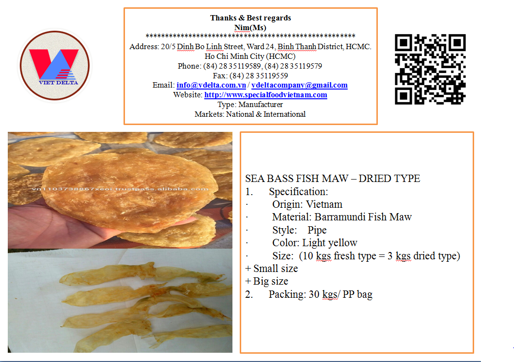 SEA BASS FISH MAW DRIED TYPE