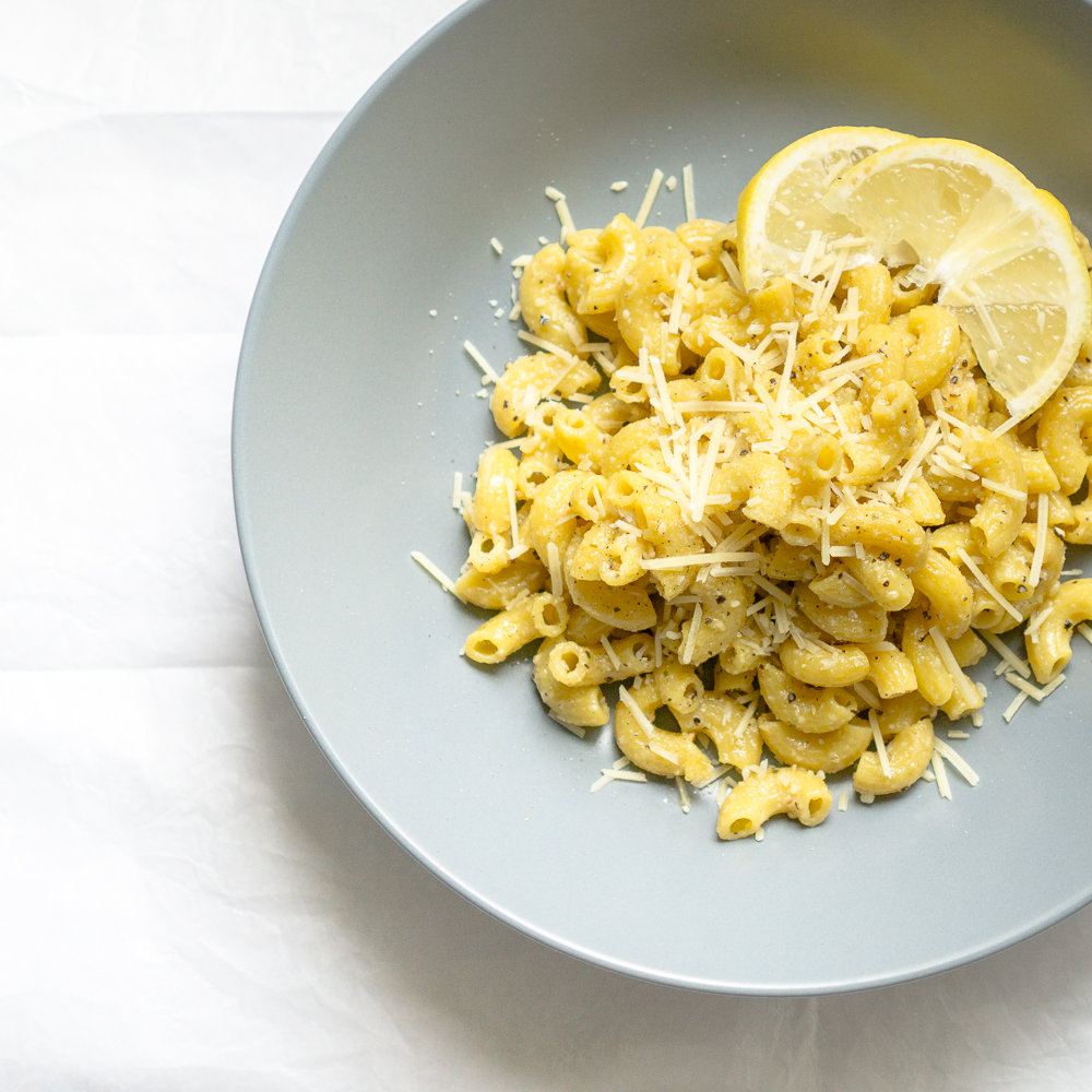 Gluten Free Peas and Corn pasta with butter and parmesan cheese (with a hint of tabasco and lots of pepper) | in happenstance