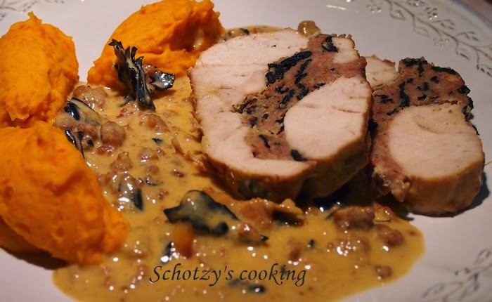 Schotzy's Cooking: Poulet farci aux trompettes de la mort & purée de
