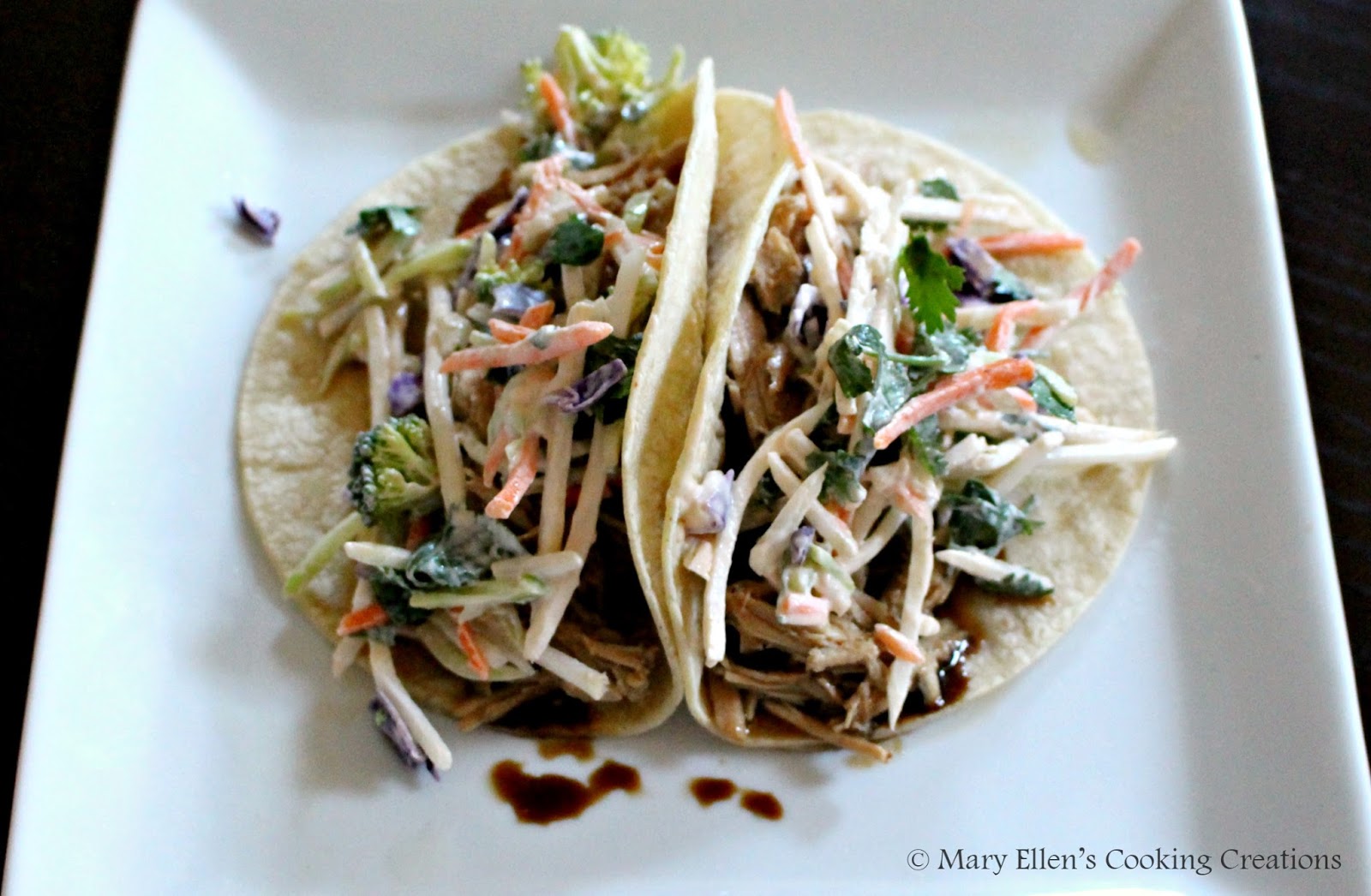 Mary Ellen's Cooking Creations Korean Pulled Pork Tacos with a Creamy