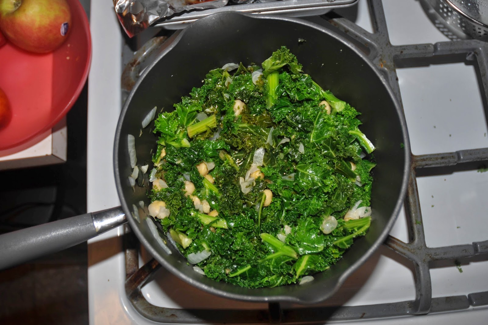 The Cutting Veg Kale and Chickpea Sauté with Roasted Cherries