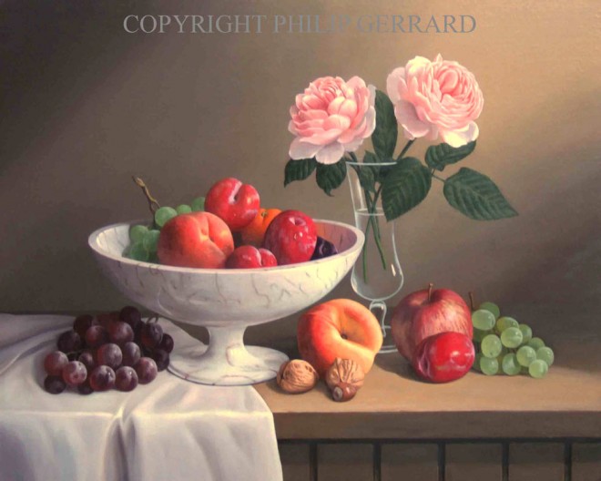 Still Life Oil Paintings by Philip Gerrard - Flowers and Fruits