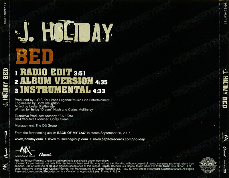 Promo, Import, Retail CD Singles & Albums J. Holiday Bed (Promo CD