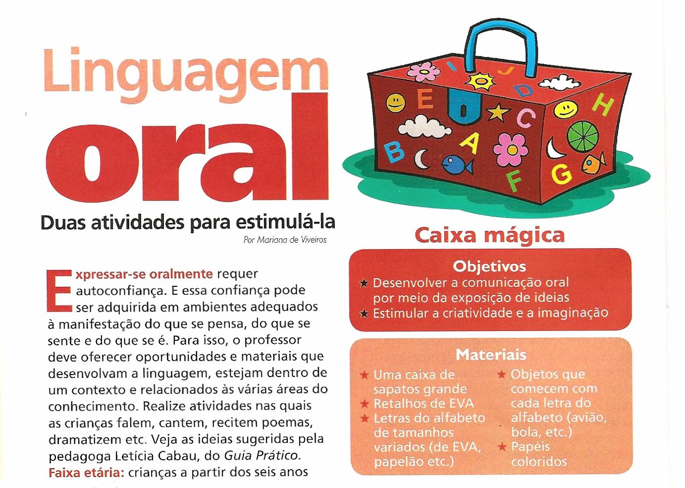 Atividade De Linguagem Oral E Escrita Para Jardim 2 Exemplos