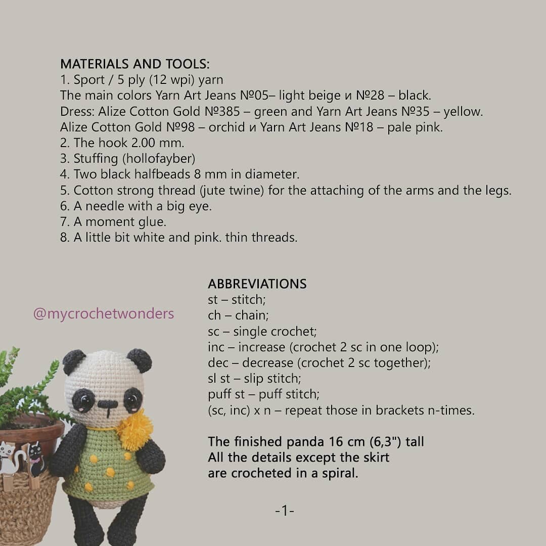 Amigurumi panda free crochet pattern Amigurumi panda free crochet pattern