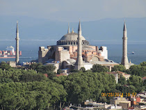 Distant view of the incomparable Hagia Sophia, Istanbul, from the Galata Tower.