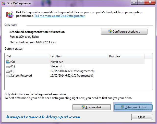 Defragment Di Windows 7 Cara Menggunakan Tools Defragment Hardisk Di Windows 7