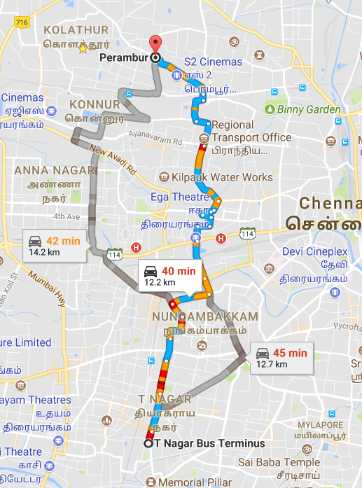 T Nagar Route Map Share Auto Routes – Chennai - T Nagar To Perambur - Share Auto