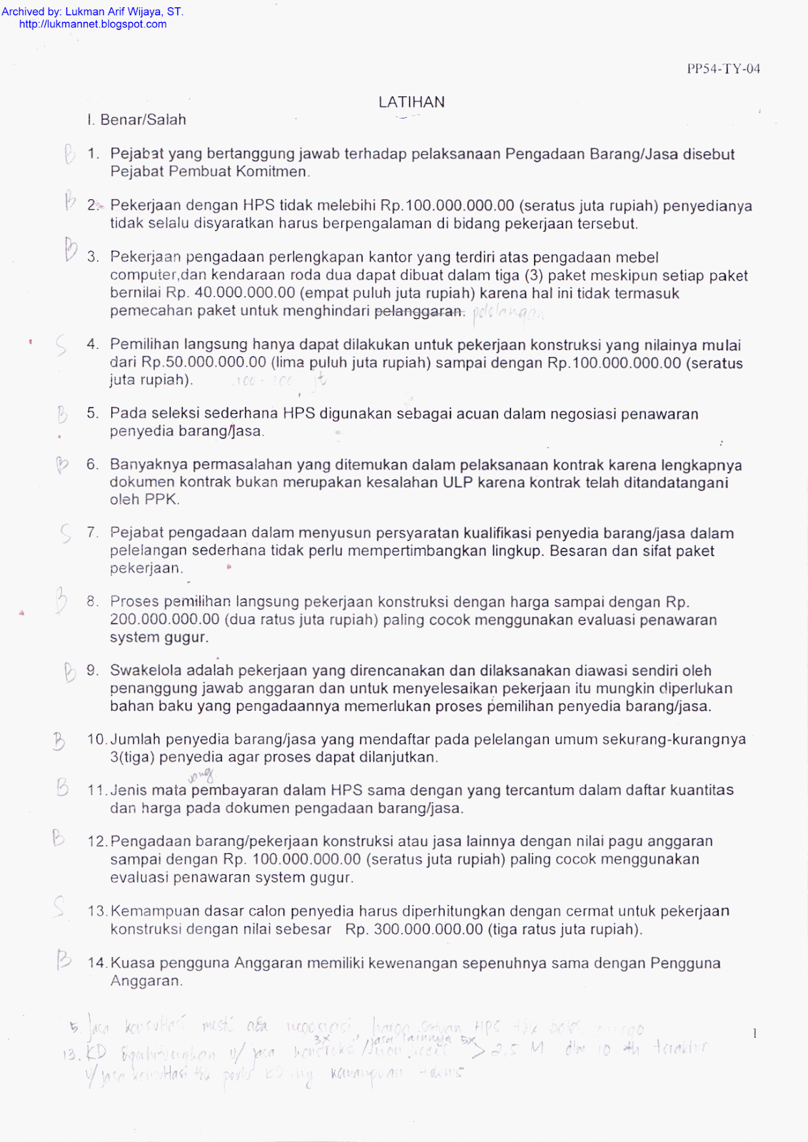 lukman arif wijaya 'Bocoran' Soal Ujian Perpres No. 54 lukman arif wijaya 'Bocoran' Soal Ujian Perpres No. 54