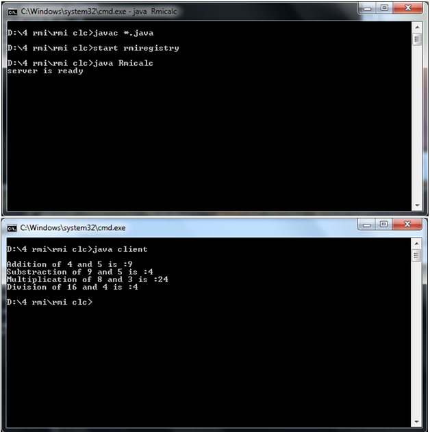 RMI (Remote Method Invocation)Write a RMI Program to make simple