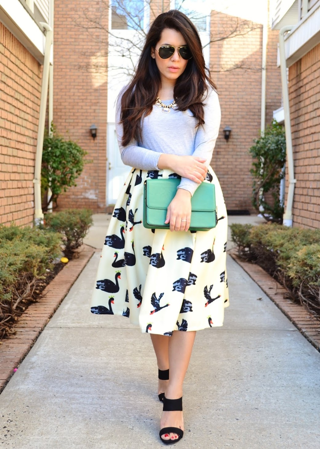 midi skirt and sandals