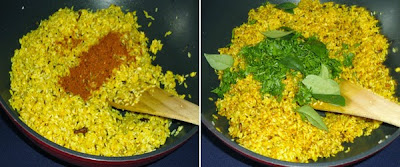 garam masala, cilantro, curry leaves added