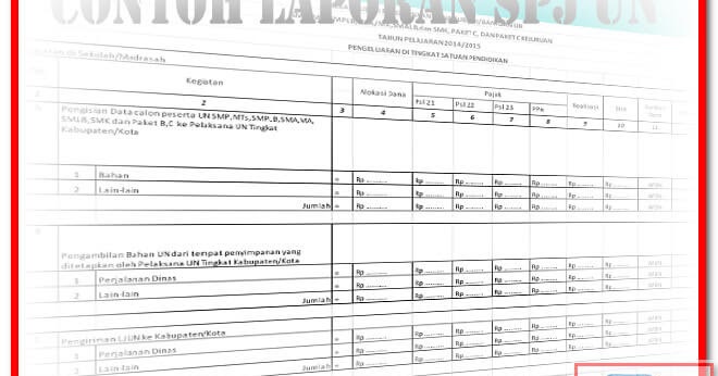 Teladan Format Laporan Spj Ujian Nasional Format Excel Teladan Format Laporan Spj Ujian Nasional Format Excel