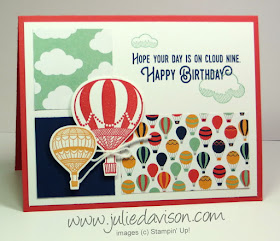 Stampin' Up! Lift Me Up from 2017 Occasions Catalog + Sale-a-bration SAB Carried Away Designer Paper -- 1 of 3 cards in Stamp of the Month Club Card Kit by Julie Davison, www.juliedavison.com