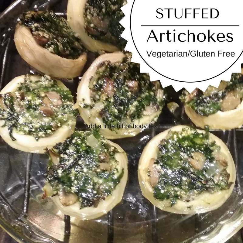 Gluten Free AZ Spinach and Mushroom Stuffed Artichokes