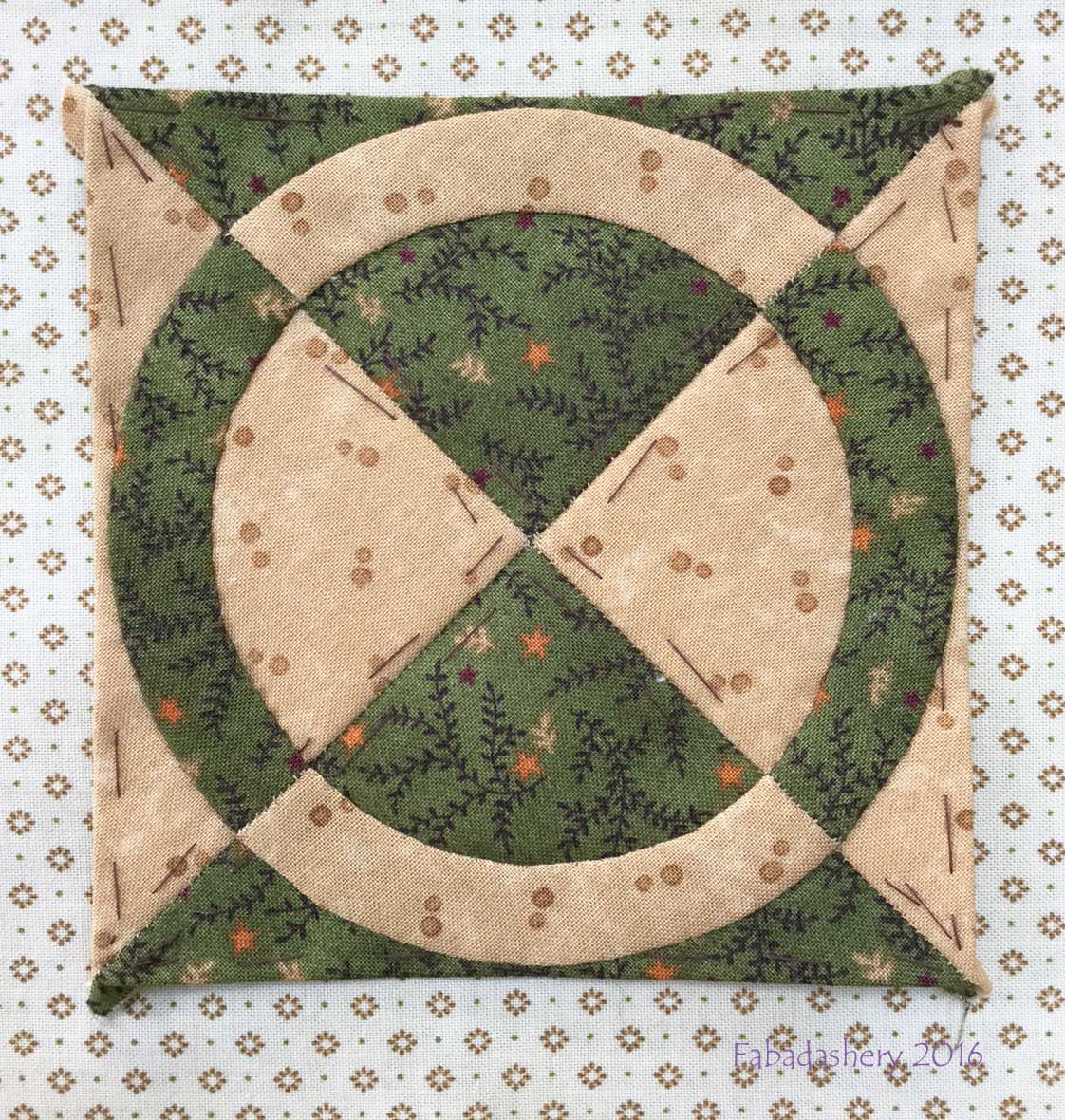 Fabadashery Dear Jane Quilt Block L13 Harvest Moon