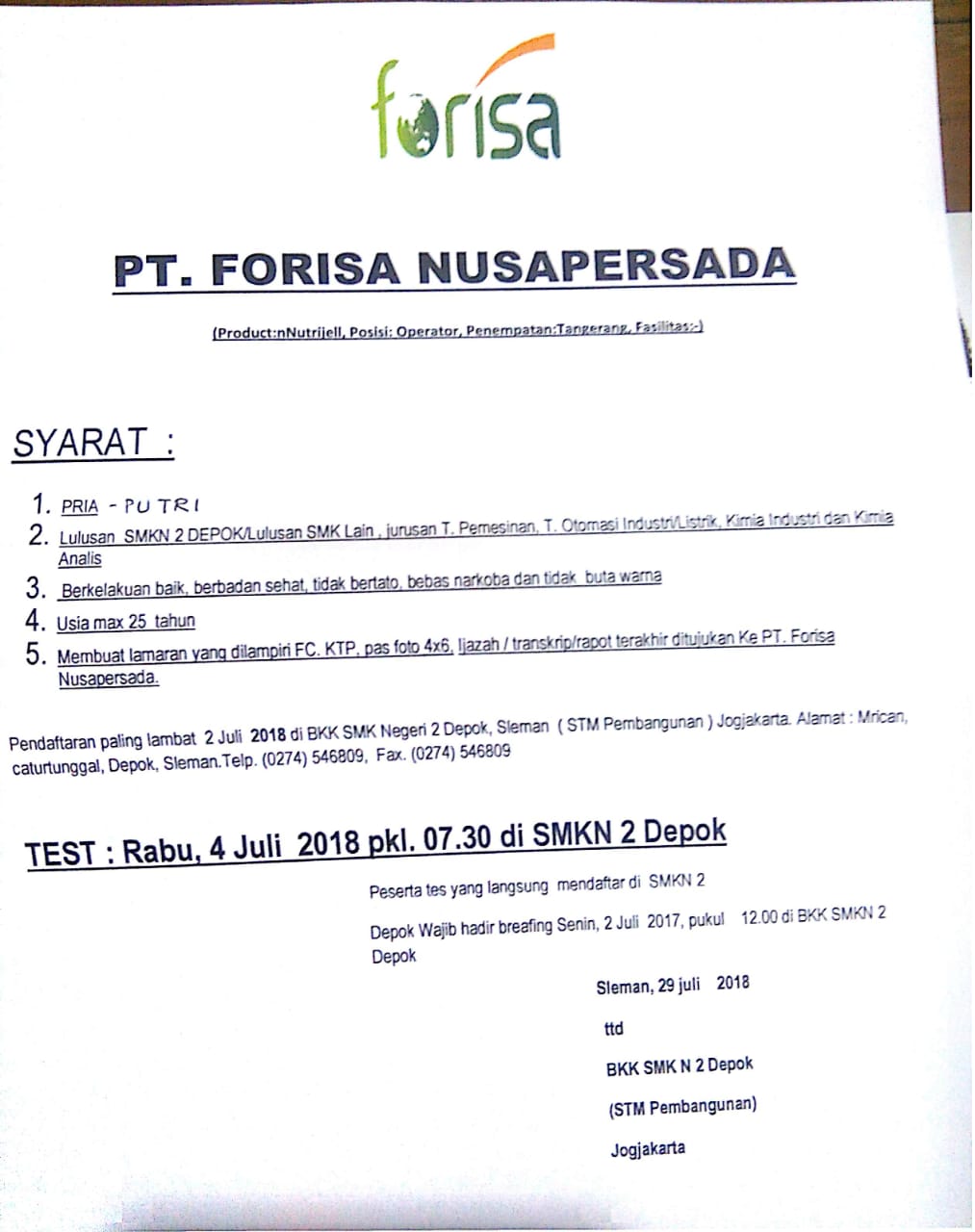 Pt Forisa Nusapersada Gaji
