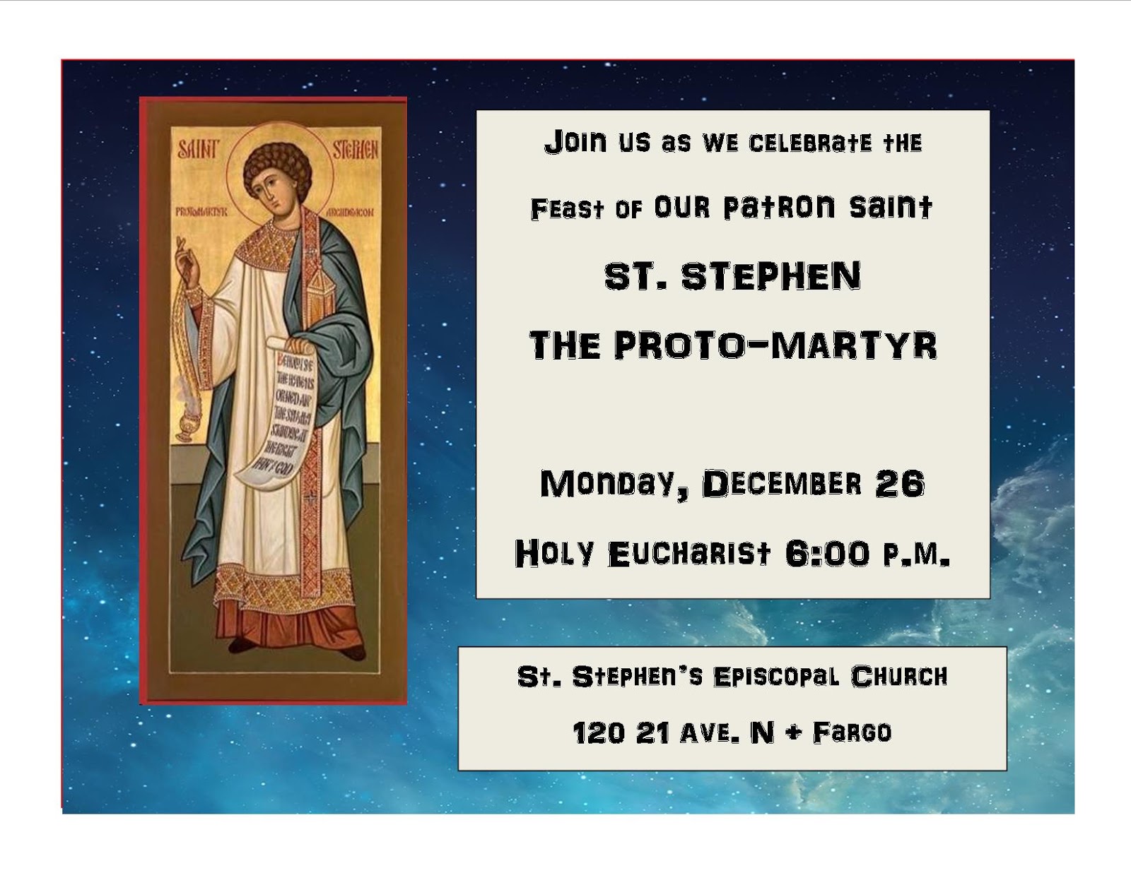 St. Stephen's Episcopal Church St. Stephen's Day Mass